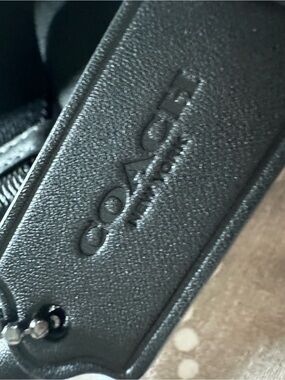Coach Black Embossed Leather Tag Key Fob
